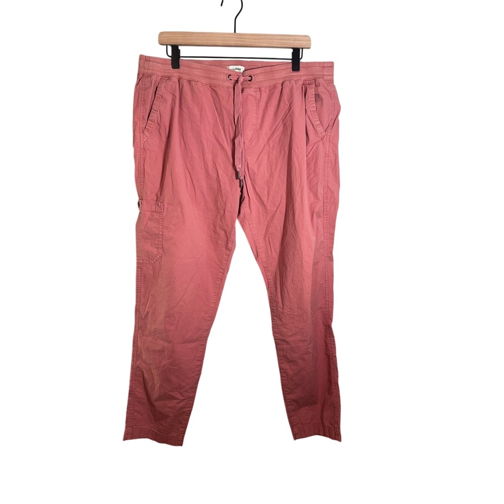 LL Bean Womens Comfort Trail Pants Large Dusty Rose Pink Cargo Stretch 505027